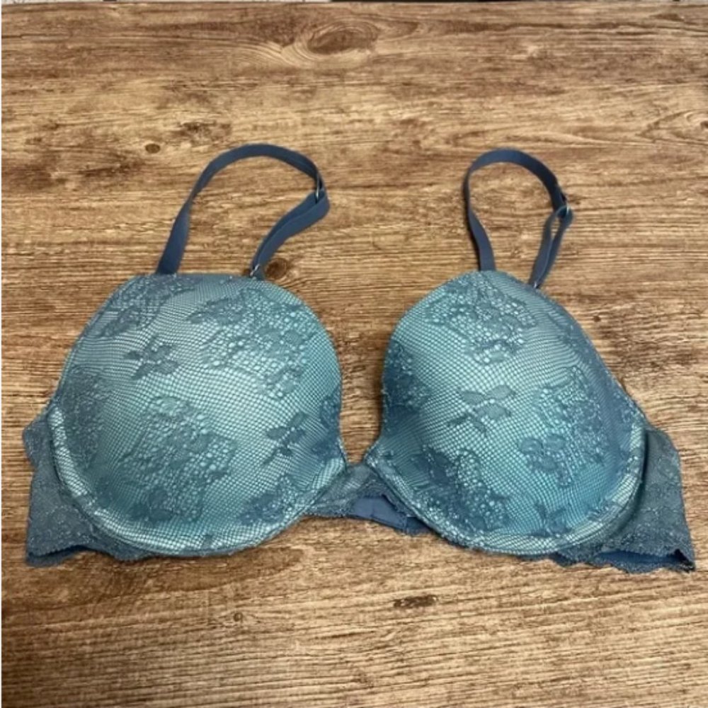 Victoria's Secret Blue Lace Biofit Demi Uplift Bra - 36B